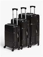 John Lewis Tampa 4-Wheel Hard Shell Suitcase Set of 3 Black (Damage/Dirty} B+