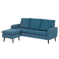 HOMCOM 3-Seater Corner Sofa: Chaise Lounge, Blue , Refurbished