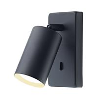 Designer LED Powered Matte Black Metal Spot Wall Light with Switch by Happy H...