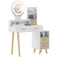 HOMCOM Dressing Table with LED Mirror, Vanity Desk, White , Refurbished
