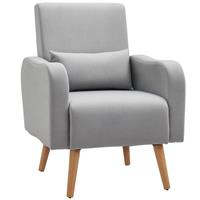 HOMCOM Nordic Lounge Sofa Chair, Pillow, Grey , Refurbished