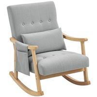 HOMCOM Modern High Back Rocking Chair with Solid Wood Legs, Light Grey