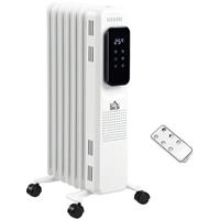 HOMCOM 1500W Oil Radiator Heat Settings, Remote Control White, Refurbished
