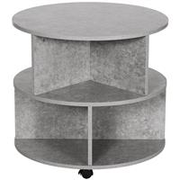 HOMCOM 3 Tier Coffee Table Rolling w/ Wheels Cement , Refurbished