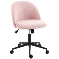 HOMCOM Desk Chair, Fluffy Swivel Office Chair for Makeup Vanity, Light Pink