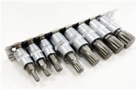 Spline Bit Socket Set 8pc Hex Torx 3/8 & 1/4 M4-M16 On Rail SD079
