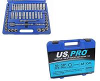 US PRO 50pc 3/8 Socket Set Metric & AF Imperial Shallow Deep Sockets 1370 New