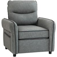 HOMCOM Armchair, Faux Leather Accent Chair with Thicken Cushion, Grey
