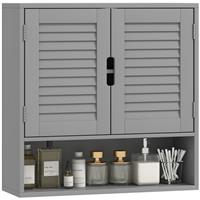 HOMCOM Bathroom Cabinet, Wall Mounted Cabinet with Adjustable Shelves, Grey