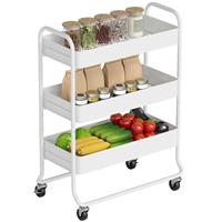 HOMCOM 3-Tier Storage Trolley, Storage Cart w/ Mesh Backets, Refurbished