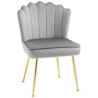 HOMCOM Velvet-Feel Shell Accent Chair Metal Legs Grey, Refurbished