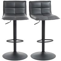 HOMCOM Bar Stools Set of 2 Swivel Height Adjustable Barstools Grey Refurbished