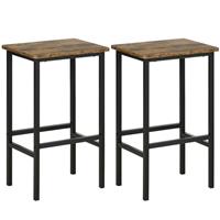 HOMCOM Industrial Bar Stools Set of 2, Kitchen Bar Chairs Home Pub Refurbished