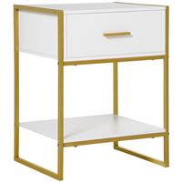 HOMCOM Modern Bedside Table, Nightstand with Drawer Shelf Refurbished