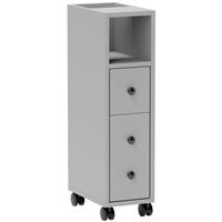 kleankin Slim Bathroom Storage with 2 Drawers, 2 Open and Wheels Refurbished