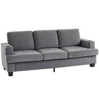 HOMCOM 3 Seater Sofa, Fabric Sofa with USB Ports and Cup Holders Refurbished