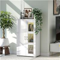 HOMCOM Display Cabinet with Glass Shelves, Sideboard for Living Room Refurbished