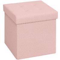 HOMCOM Foldable Sherpa Fleece Storage Ottoman, 38 x 38 x 38 cm Refurbished