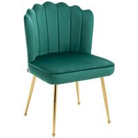 HOMCOM Velvet-Feel Shell Accent Chair Home Bedroom Lounge Metal Legs Refurbished