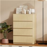 HOMCOM Bedroom Chest of Drawers, 4 Drawers Dresser, Drawer Unit, Natural