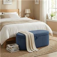 HOMCOM Storage Ottoman, Corduroy Ottoman Storage Box w/ Padded Seat, Refurbished
