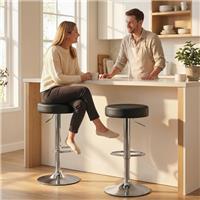 HOMCOM Bar Stools Set of 2, Height Adjustable Breakfast Bar Chairs, Refurbished