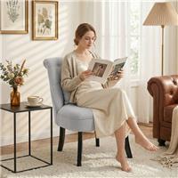 HOMCOM Fabric Single Sofa Upholstered with Pillow Wood Leg Grey Refurbished