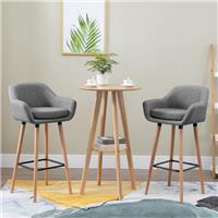 HOMCOM 2 PCs Upholstered Bucket Seat Bar Stools w/ Solid Wood Legs Refurbished