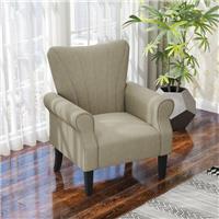 HOMCOM Upholstered Modern Accent Chair, Armchair with Wood Legs Refurbished