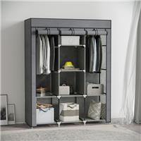 HOMCOM Fabric Portable Wardrobe with 8 Shelves 2 Hanging Rails, Refurbished