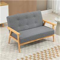 HOMCOM 2-Seater Sofa Upholstery Couch with Rubber Wood Legs Refurbished