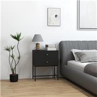 HOMCOM Modern Bedside Table with 2 Drawers for Bedroom, Refurbished