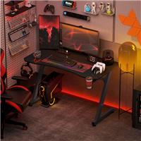 HOMCOM Gaming Desk Steel Frame Cup Headphone Holder Adjustable Feet Refurbished