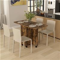 HOMCOM Folding Dining Table for 4-6 Drop Leaf Table on Wheels Refurbished