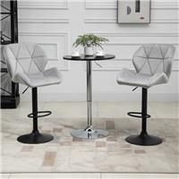 HOMCOM Velvet Bar Stools Set of 2 Back Padded Swivel Chairs Refurbished