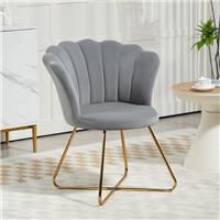 HOMCOM Accent Chair, Velvet Armchair with Lotus Backrest, Steel Legs Refurbished