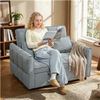 HOMCOM 2 Seater Sofa Bed, 3-in-1 Sleeper Sofa w/ Adjustable Backrest Refurbished