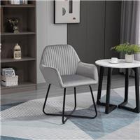 HOMCOM Modern Accent Chair Velvet-Feel Upholstered Lounge Armchair Refurbished