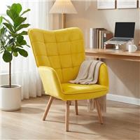 HOMCOM Upholstered Tufted Wingback Armchair with Seat Padding Refurbished