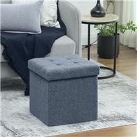 HOMCOM Foldable Sherpa Fleece Storage Ottoman, 38 x 38 x 38 cm Refurbished