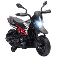 AIYAPLAY 6V Kids Electric Motorbike with Training Wheels, Headlight, Black