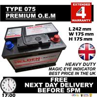LION EQUIVILENT 075 027 065 CAR BATTERY 50AH 570 CCA 12V HEAVY DUTY O.E.M.