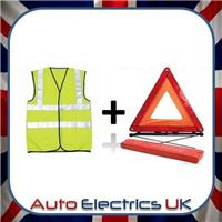 Car Warning Triangle Reflective Emergency Breakdown & High Visibility Vest KIT