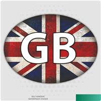 GB Car Stickers - Union Jack Grunge Oval Self-Adhesive Vinyl Car, Van, Lorry