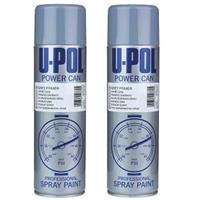 2X U-Pol Grey Primer Spray High Build Power Can Aerosol Professional Spray 500ml