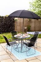 Garden Patio Furniture Set Outdoor 6pc Black 4 Seat Round Table Chairs Parasol