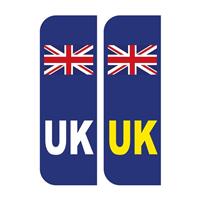 2 x UK Car Stickers - UK Flag Reg Plate Self-Adhesive Vinyl for Car, Van, Lorry