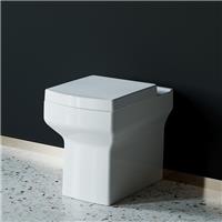 Back to Wall Toilet BTW Bathroom Modern Pan Square Cloakroom Soft Close Seat