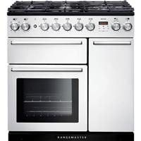 Rangemaster NEX90DFFWH/C Nexus 90cm Dual Fuel Range Cooker 5 Burners White A/A