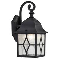 Traditional Outdoor Matt Black Wall Lantern Light with Cathedral Lead Glass b...
